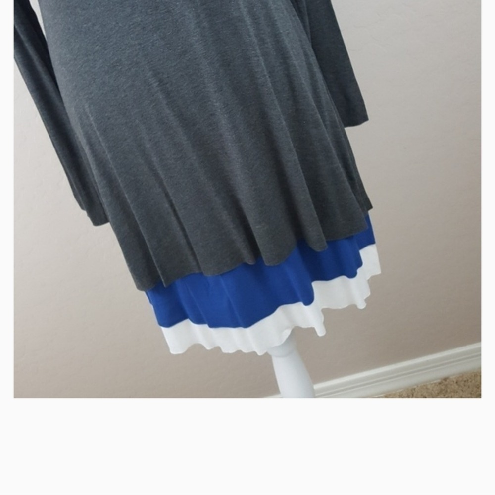 Bailey 44 Y2K Colorblock Layered Hem Fit Flare Long Sleeve Dress Grey Blue‎ S - Picture 6 of 6